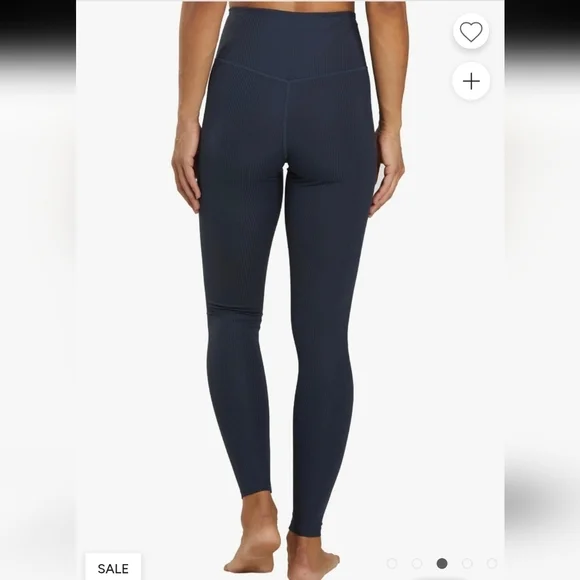 Girlfriend Collective-FLAWED-Black Ribbed Stretch High Rise Leggings-Size Medium - Picture 4 of 16